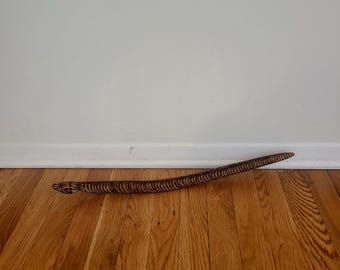 Indigenous Australian Aboriginal Art wooden snake with pokerwork.