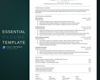 ATS Resume Template for Microsoft Word, 1 & 2 Page Resume with Cover Letter
