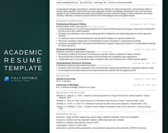 ATS Resume Template for Microsoft Word, 1 & 2 Page Resume with Cover Letter