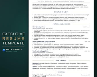 ATS Resume Template for Microsoft Word, 1 & 2 Page Resume with Cover Letter