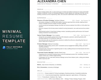 ATS Resume Template for Microsoft Word, 1 & 2 Page Resume with Cover Letter