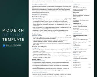 ATS Resume Template for Microsoft Word, 1 & 2 Page Resume with Cover Letter