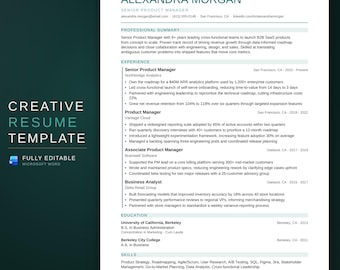 ATS Resume Template for Microsoft Word, 1 & 2 Page Resume with Cover Letter