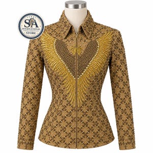 Braune Western-Showmanship-Jacke, mit Kristallen verzierter Rodeo-Queen-Blazer, Damen-Reitjacke, maßgeschneidertes Showshirt
