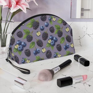 Pochette per cosmetici con motivo a mirtilli e more / astuccio cosmetico con frutta
