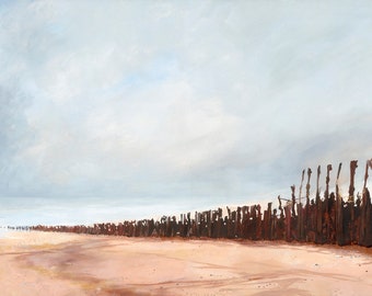 They came and went, rusty breakwaters coming out of the sea. Giclee print