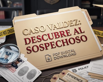 Valdez-zaak: Detectivemysteriespel PDF | Printbaar moordmysteriespel voor volwassenen | Los de zaak op en vind de verdachte | 2-4 spelers | Engels/Engels