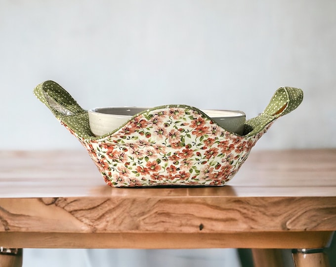 Bowl Cozy with Handles, Regular size 6", Microwaveable Bowl Cover, Soup Bowl cozy, Ice cream cozies, Pot Holder, Coozie Kitchen Accessory