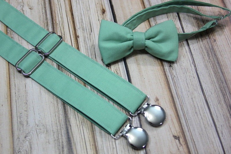 Sage Green Bow Tie and Suspenders set Men boys baby Etsy