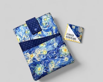 Starry Nights inspired Book Sleeve. Padded Kindle Case. Ipad cover. Zipper Pouch. E-reader Protector. Bookish Lover Gift. Paperwhite cozy