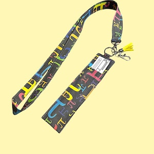 ¡Listo para enviar! Juego de llavero de regalo con cordón y portabolígrafo Pi. Accesorio para docentes y enfermeras. Correa para la muñeca con clip para credencial, accesorio para identificación, bolsa de matemáticas en negro
