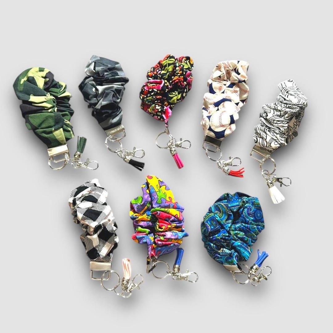 Ready to Ship! Scrunchie Key Fob Wristlet Keychain Stretchy Fun Fabrics ...