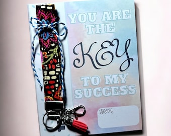 Card for Key Fob Gifts. Key to my success. Teacher Principal Boss Realtor Gift. Add on to Keychain order. Gift Tag for Wristlet