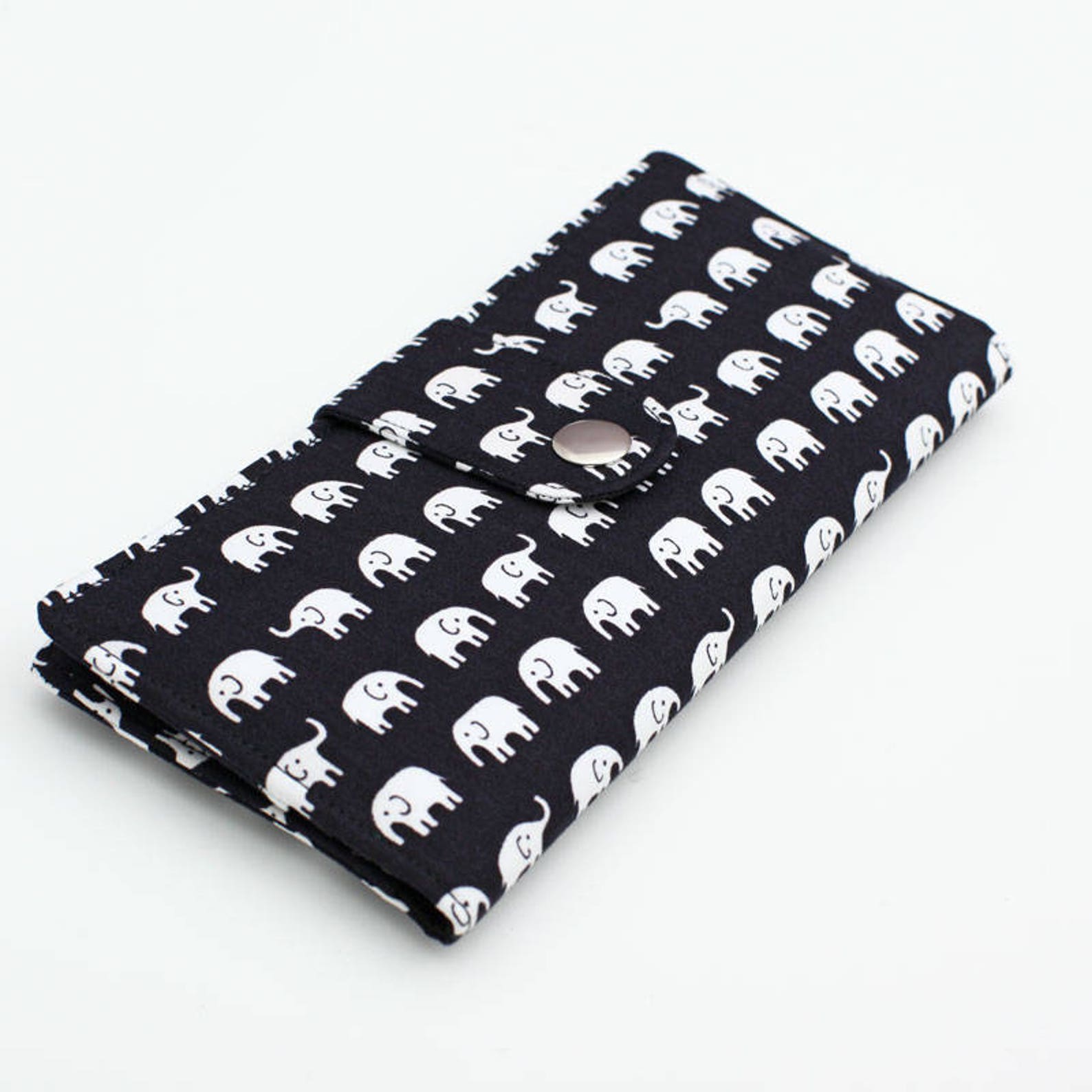 Large Card Wallet Fabric Checkbook Wallet Women's Long Etsy