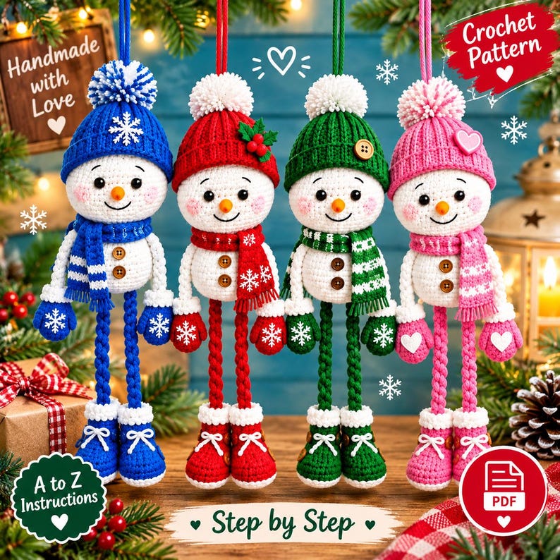 Drafting Knit Pattern Snowman Ornament Knitting Pattern PDF | Christmas Hanging Decoration ...