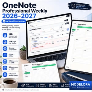 OneNote digital planerare, planeringssidor, mall för daglig planering och digital anteckningsbok