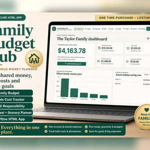 Familjebudgetplanerare: Hushållspengar, barnkostnader, räkningar (offline HTML-app)