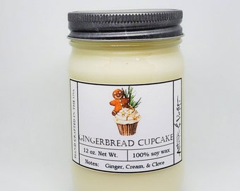 Gingerbread Candle, Christmas Candles, Christmas Gifts, Gingerbread, Gingerbread Scented Candle, Christmas Candle, Cupcake Candle, 12 oz.