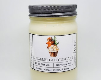 Gingerbread Candle, Christmas Candles, Christmas Gifts, Gingerbread, Gingerbread Scented Candle, Christmas Candle, Cupcake Candle, 12 oz.