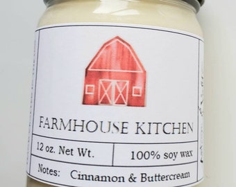 Farmhouse Kitchen Candle, Farmhouse Candle, Farmhouse Decor, Vanilla Candles, Cinnamon Candles,12 oz.