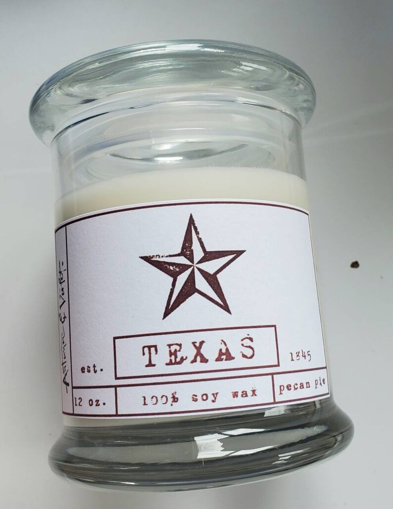 Texas State Candle, Texas Candles, Texas Gifts, Texas Themed Candles, Pecan Candles, 12 oz. image 1