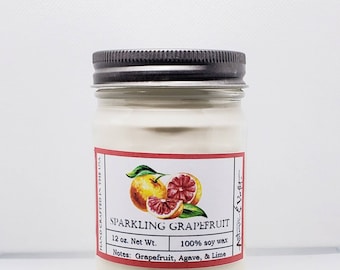 Sparkling Grapefruit Candle, Grapefruit Candle, 12 oz.