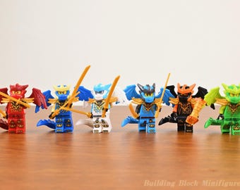 MOC 6 Dragon Ninjago Minifigures Lloyd Jay Zane Cole Kai Nya, Lego-Compatible, Thanksgiving Gift, Holiday Gift