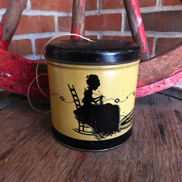 Vintage Silhouette Lady & Cat String / Yarn Holder - circa 1940 - from DustyMillerAntiques