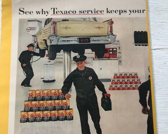 Vintage Texaco Petroleum Service Magazine Ad - 1954-1959 - from DustyMillerAntiques