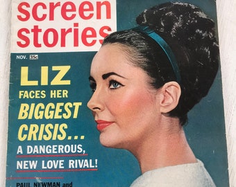 Revista Vintage Dell Screen Stories - Liz Taylor - Noviembre de 1963 - de DustyMillerAntiques