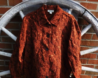 Vintage Coldwater Creek Orange/Rusty Brown Metallic Jacket - Size Large - from DustyMillerAntiques