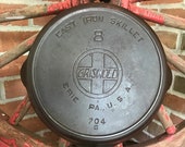 Vintage Griswold Large Slant Logo EPU Skillet with Heat Ring 8 704G - 1909 - 1929 - from DustyMillerAntiques