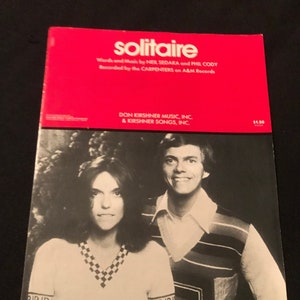 Vintage Solitaire Notenblatt - Foto The Carpenters - 1975 - von DustyMillerAntiques