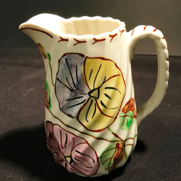 Vintage Southern Potteries Blue Ridge Pansy Trio Spiral Pitcher - circa 1940 - from DustyMillerAntiques