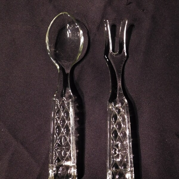 Vintage Anchor Hocking Wexford Salad Fork & Spoon Set - 1960's - from DustyMillerAntiques