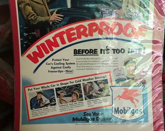 Vintage Mobilgas Winterproof Mobiloil Magazine Ad - 1953 - from DustyMillerAntiques