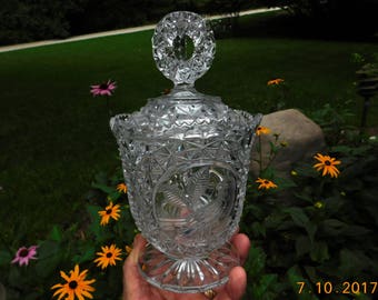 Vintage Hofbauer Crystal Byrdes Candy Dish & Lid - 1980's - from DustyMillerAntiques