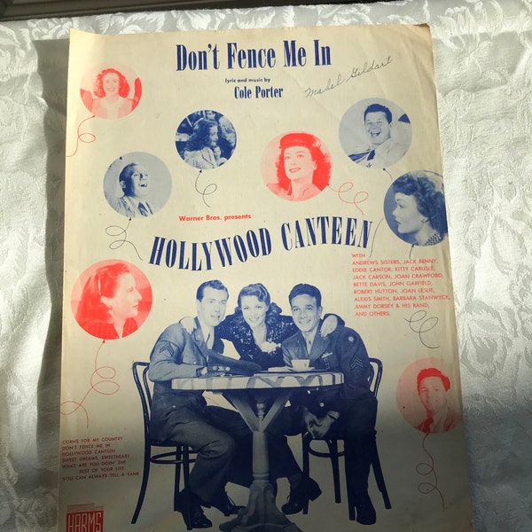Vintage Don't Fence Me In from Hollywood Canteen Movie - 1944 - from DustyMillerAntiques