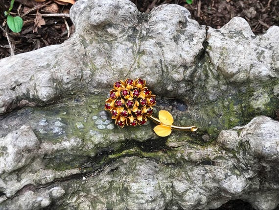 Vintage Possibly Miriam Haskell Ruby Red Rhinesto… - image 4