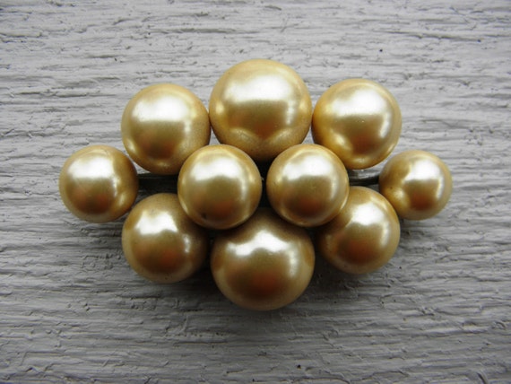 Antique Edwardian Faux Pearl Glass Bead Brooch - … - image 1