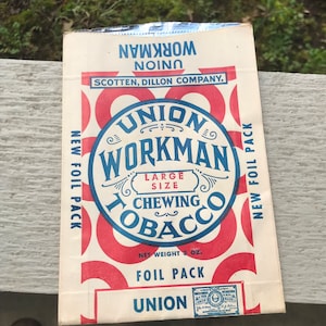 Vintage Scotten, Dillon Co Union Workman Chewing Tobacco Bag - NOS - circa 1950 - from DustyMillerAntiques