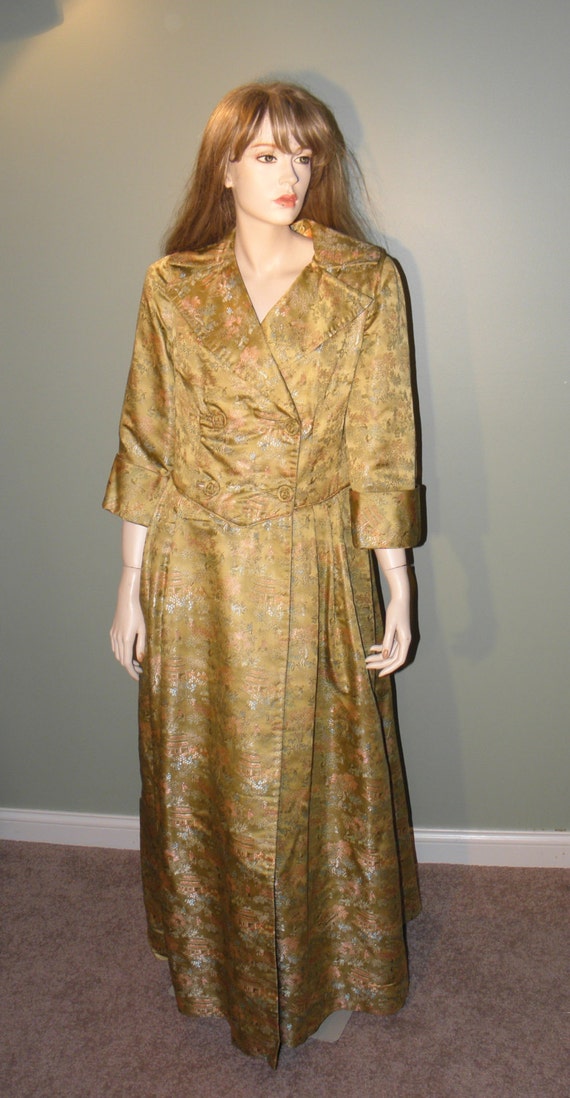 Vintage Oriental Brocade Coat Dress - 1950's - fro