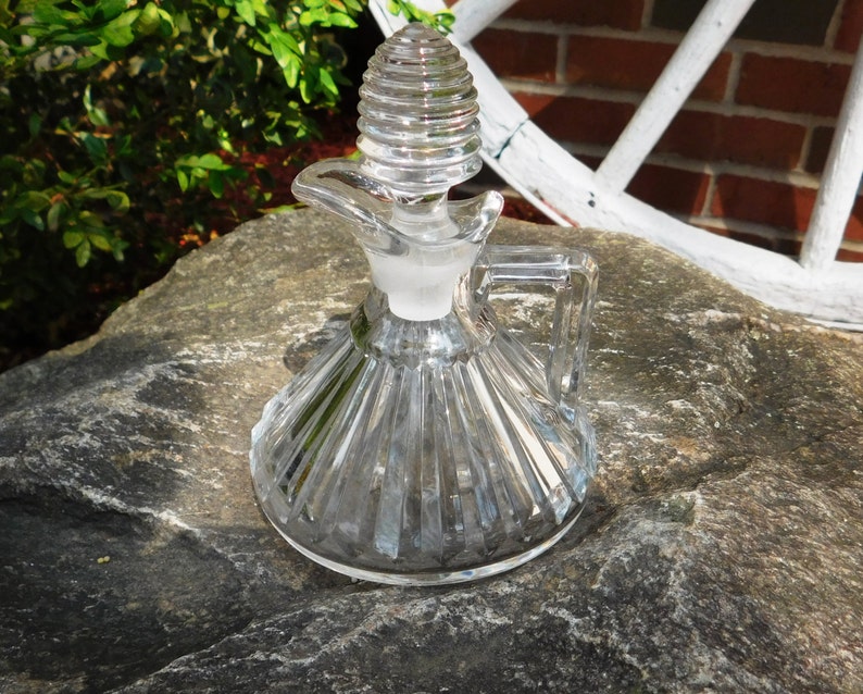 Vintage Heisey Glass Ridgeleigh Oil Cruet & Stopper 1935-1944 from DustyMillerAntiques image 1