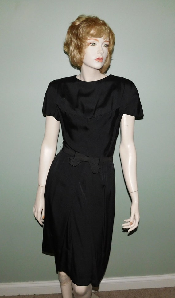 Vintage Mollie Parnis Black Cocktail Dress & Belt… - image 1