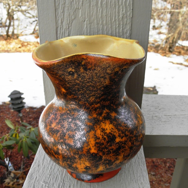 Vintage Red Wing Pottery RumRill Gypsy Orange Art Pottery Fluted Vase - 1930's - from DustyMillerAntiques