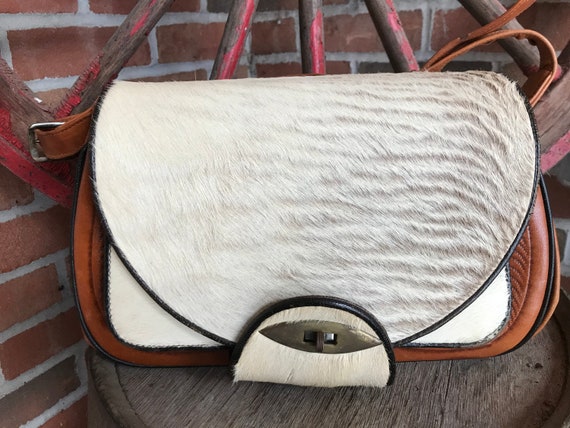 Vintage Cowhide & Tooled Leather Purse - 1960s - … - image 1