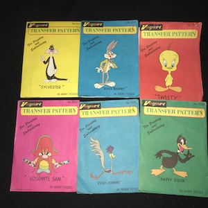 Vintage Vogart Looney Tunes Cartoons Transfer Patterns - 4 available - 1971 - from DustyMillerAntiques