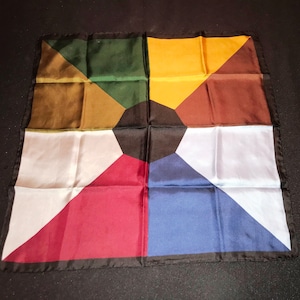 Vintage Jewel Tones Geometric Design Scarf - 1980s - from DustyMillerAntiques