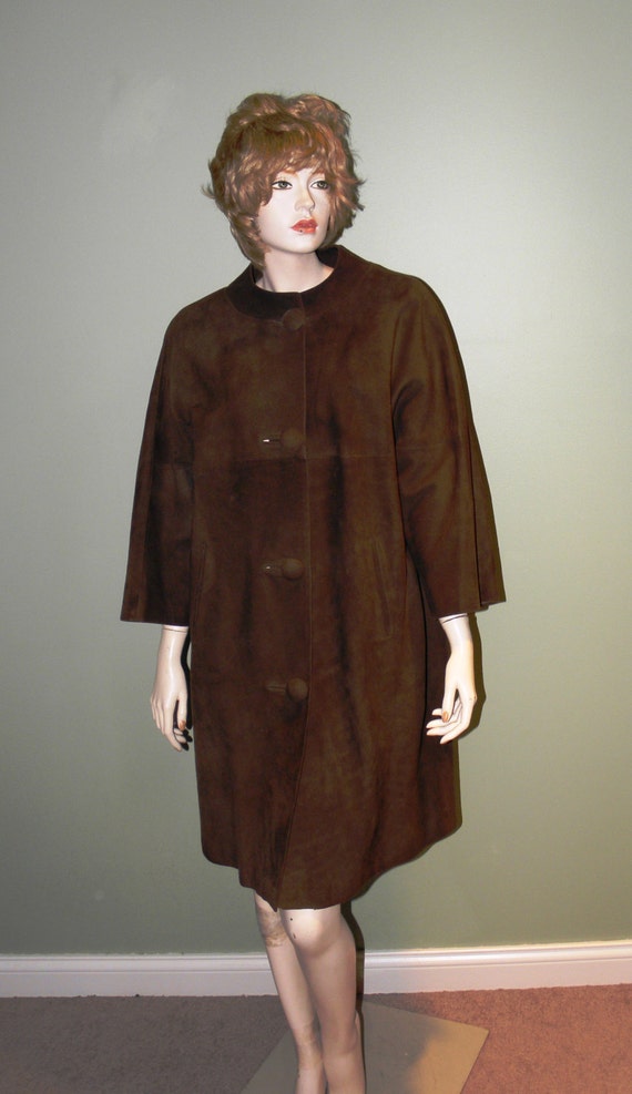 Vintage Dark Brown Ultrasuede Coat - 1980's - fro… - image 2