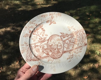 Vintage W&W England Aesthetic Brown Adelaide Transferware Plate - 1888+ - from DustyMillerAntiques